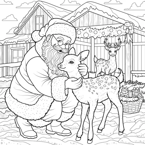 Santa Claus and Fawns