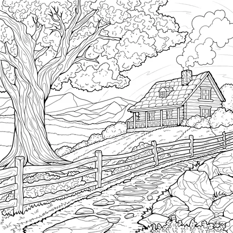 Autumn Country Cottage Scene