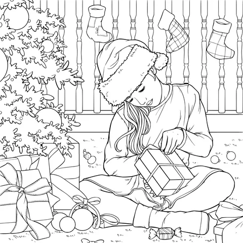 Girl Opening Christmas Gifts