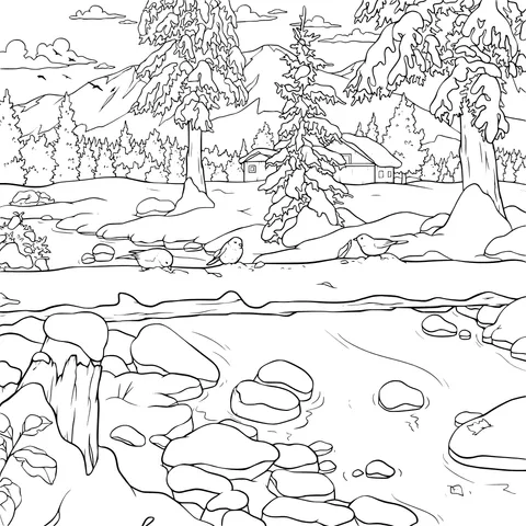 Beautiful Winter Streamside Scene