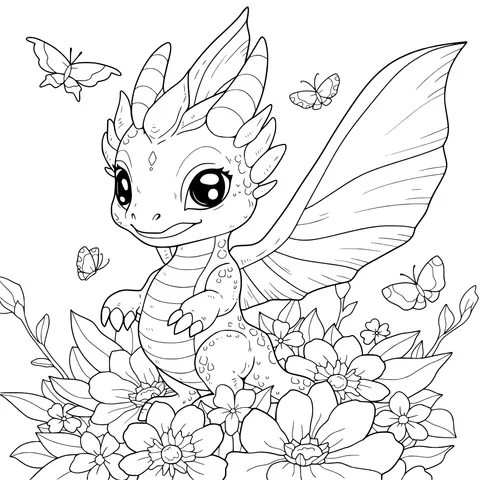 Little Dragon in the Flower Bed