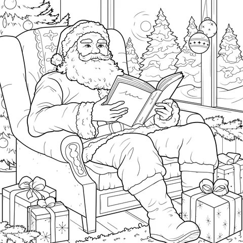 Santa Claus Reading Leisurely