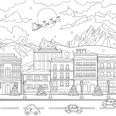Christmas Town Night Scene