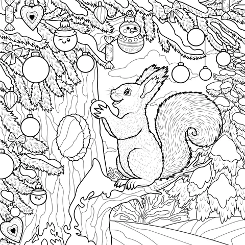 Squirrel and Christmas Tree