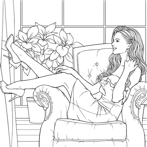 A Lady Relaxing Comfortably