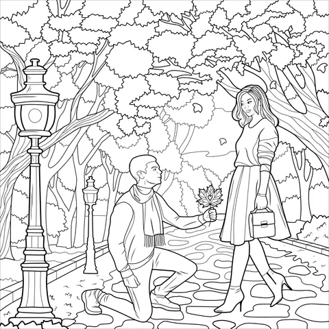 Romantic Autumn Proposal Scene