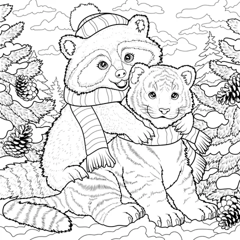 A Heart - warming Moment of a Raccoon and a Tiger