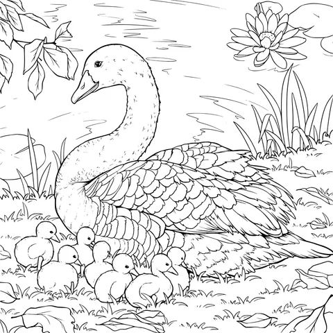 Black Swan and Chicks