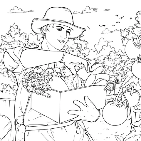 Farmer picking vegetables