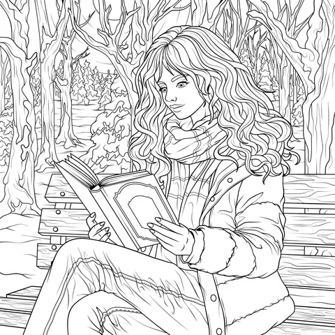 Girl Reading in Winter