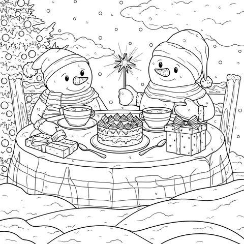 Snowmen celebrating a festival