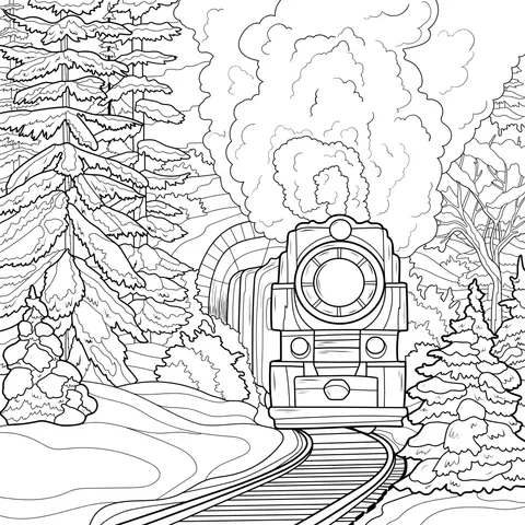 Train in the Winter Forest