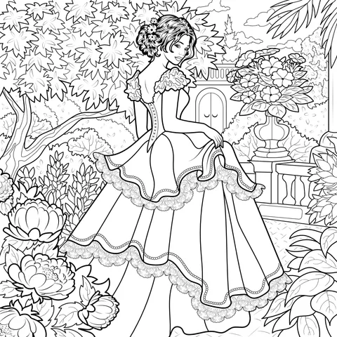 Elegant Princess in the Garden