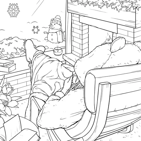 Cozy Time by the Fireplace in Winter