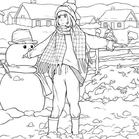 Girl and Snowman
