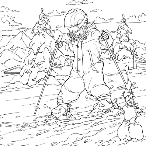 Little Girl Skiing