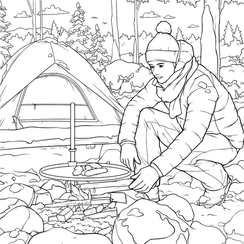 Snowy Camping Scene