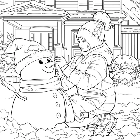Winter Snowman - building Scene