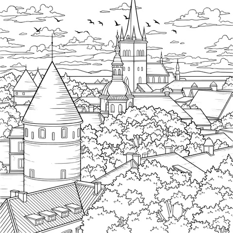 Dreamy Castle Town Landscape