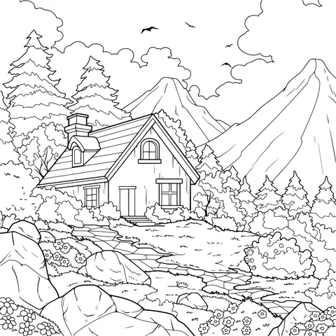 Beautiful Scenery of a Mountain Cottage