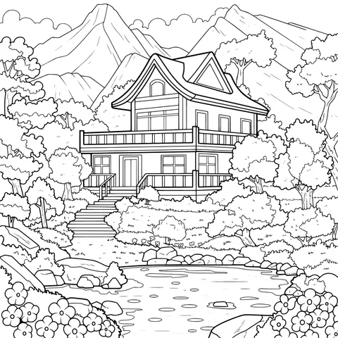 Beautiful Mountain Chalet Scene