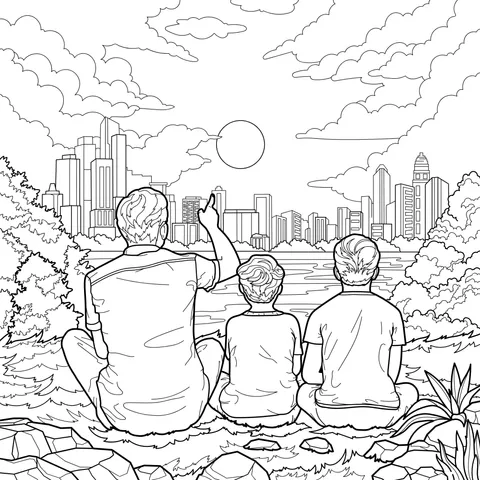 Family Enjoying the Sunset View