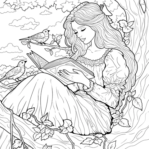 Maiden Reading under the Tree