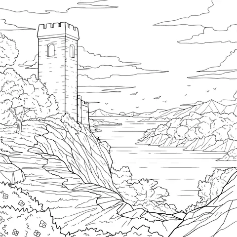 Beautiful Scenery of Tower by the River