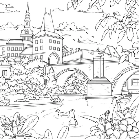 Riverside Town Scenery