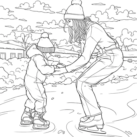 Parent - child Ice - skating Moment