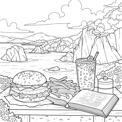 Food and Reading Time by the Sea