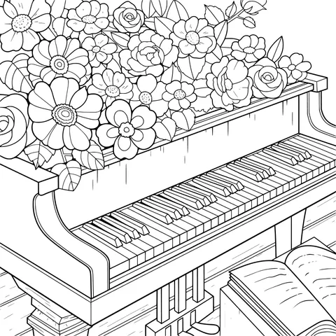 Piano Adorned with Flowers