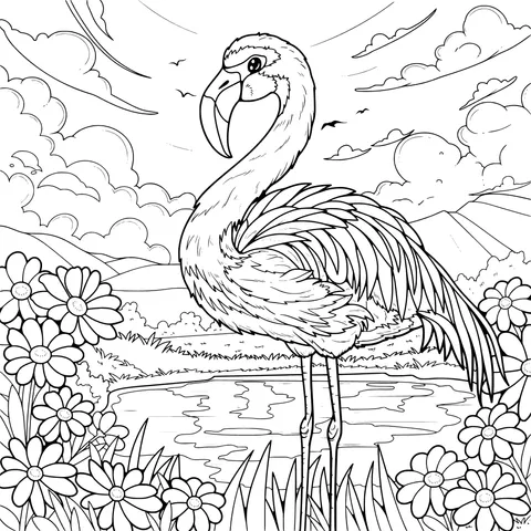 Flamingo under the Sunset