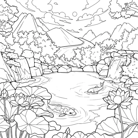 Koi Pond at Sunset
