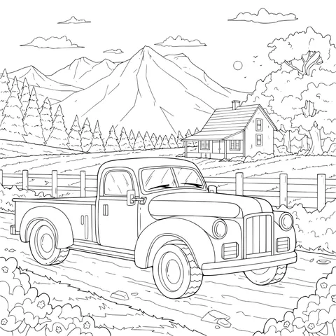 Blue Truck on a Country Road