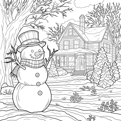 Winter Snowman Scene