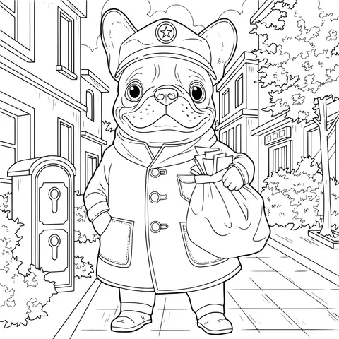 Cute French Bulldog Postman