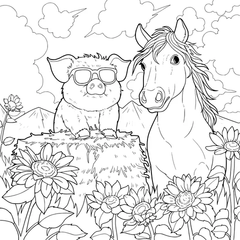 Pig and Horse in the Pastoral