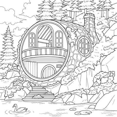 Round - windowed Cottage by the Lake