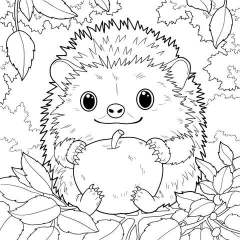 Hedgehog Holding an Apple