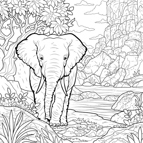 Elephant Wandering in Nature