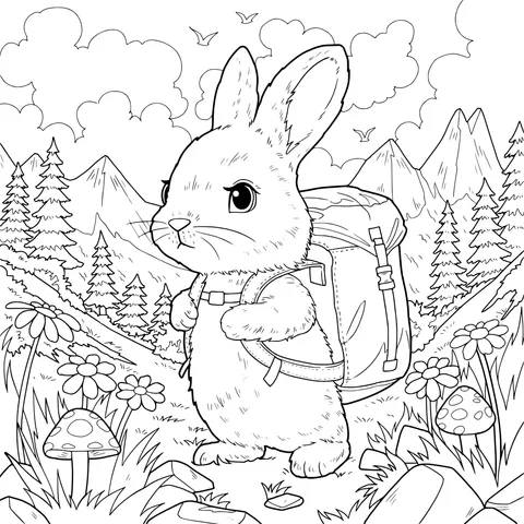 A Bunny's Outdoor Adventure with a Backpack
