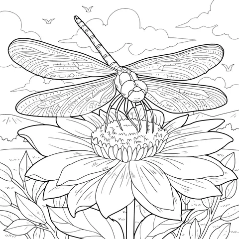 Dragonfly and Flower