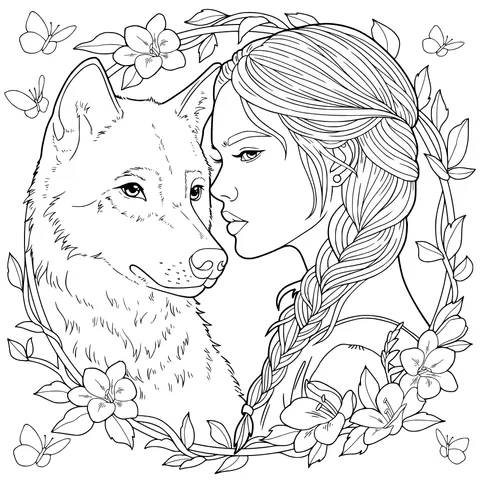 Girl and White Wolf