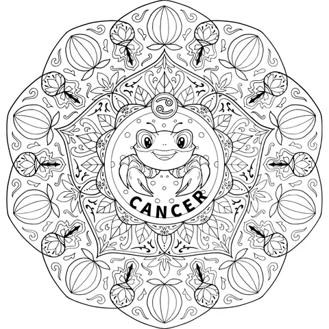 Cancer Zodiac Mandala Pattern