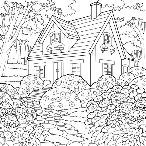 A Cottage Surrounded by Flowers