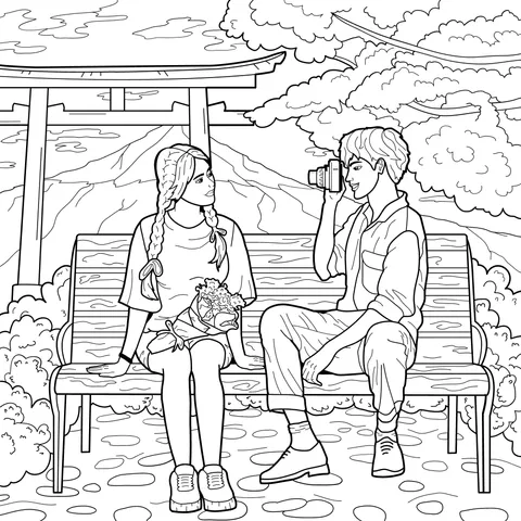 Couple under Cherry Blossoms