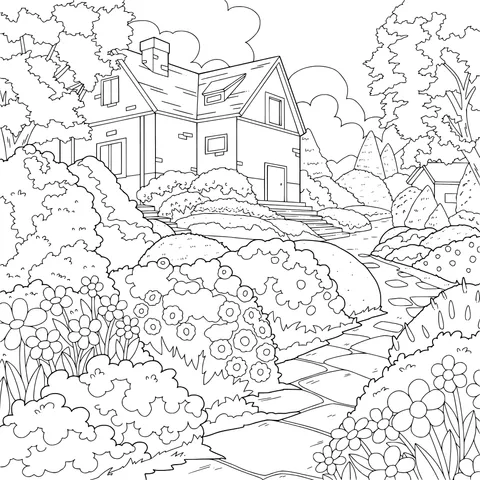 A Cozy Cottage Surrounded by Flowers