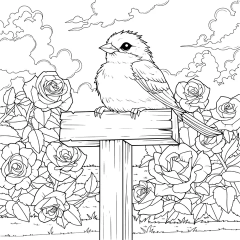 Bird and Flower Scene