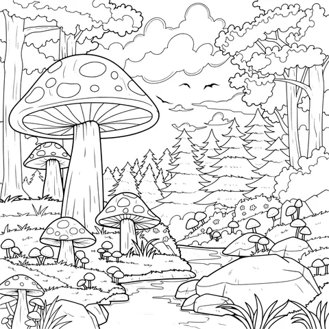 Enchanting Forest Mushroom Landscape